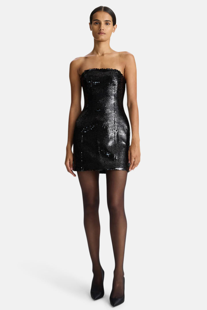 Elsie Strapless Sequin Mini Dress Black