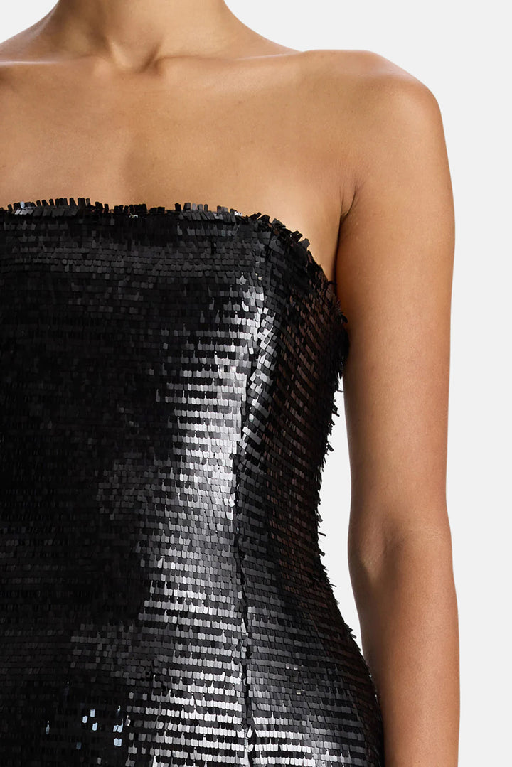 Elsie Strapless Sequin Mini Dress Black