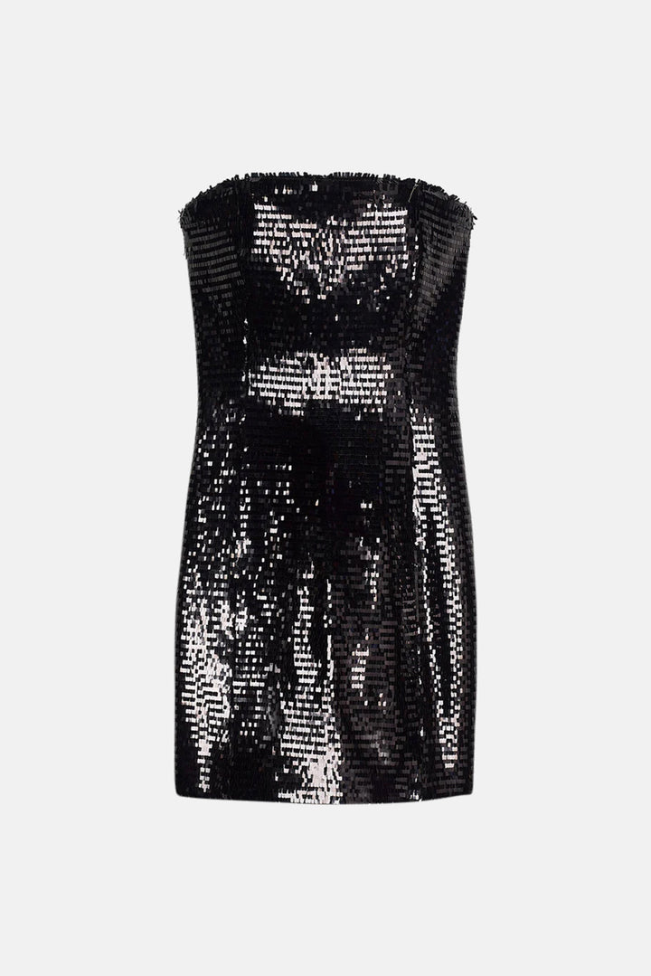 Elsie Strapless Sequin Mini Dress Black