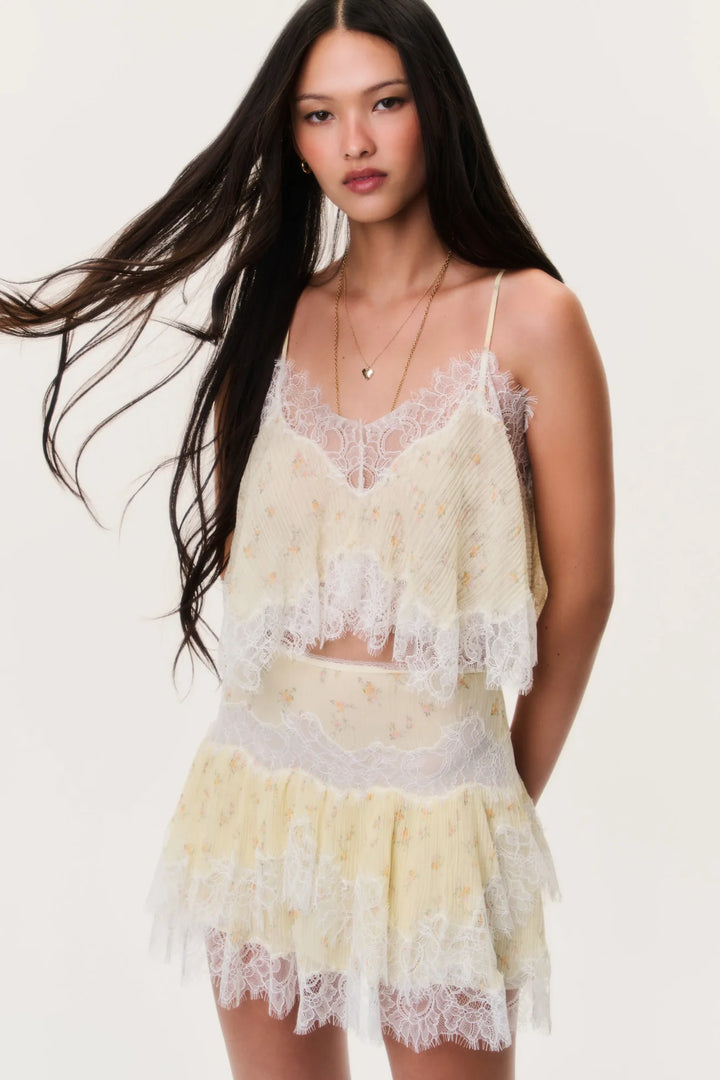 Kellison Cotton-Silk Mini Skirt Lemon Haze