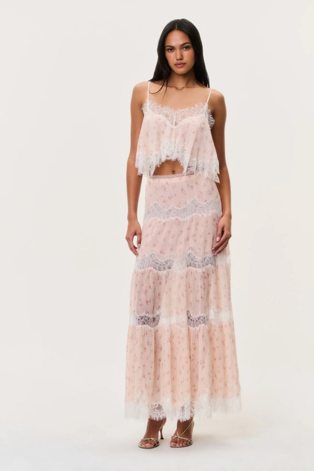 Everhart Cotton-Silk Lace Maxi Skirt Sweet Nectar