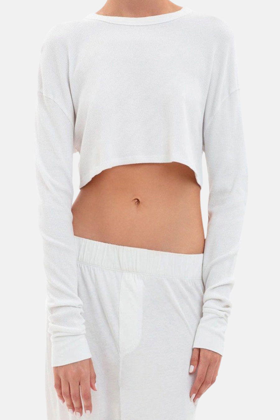 Cropped Oversized Thermal Ivory