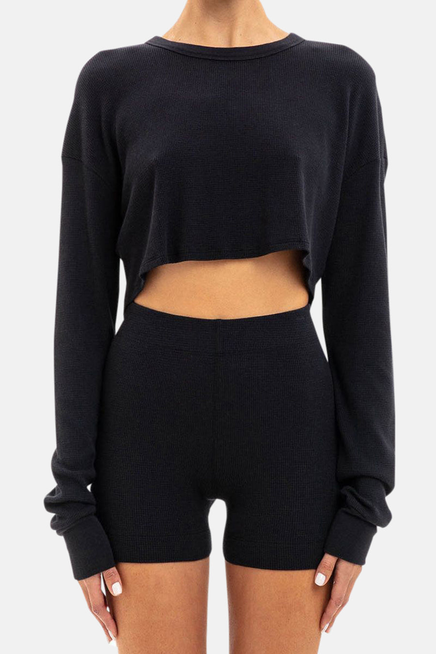 Cropped Oversized Thermal Black