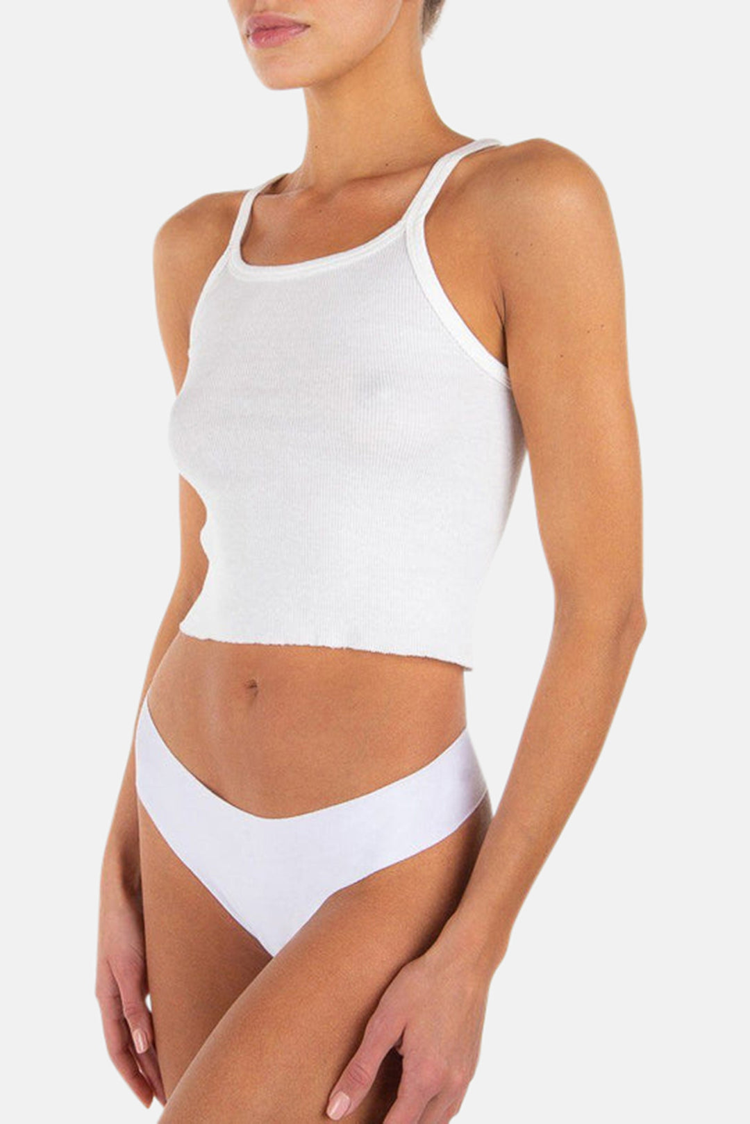 Cropped Rib Tank Ivory