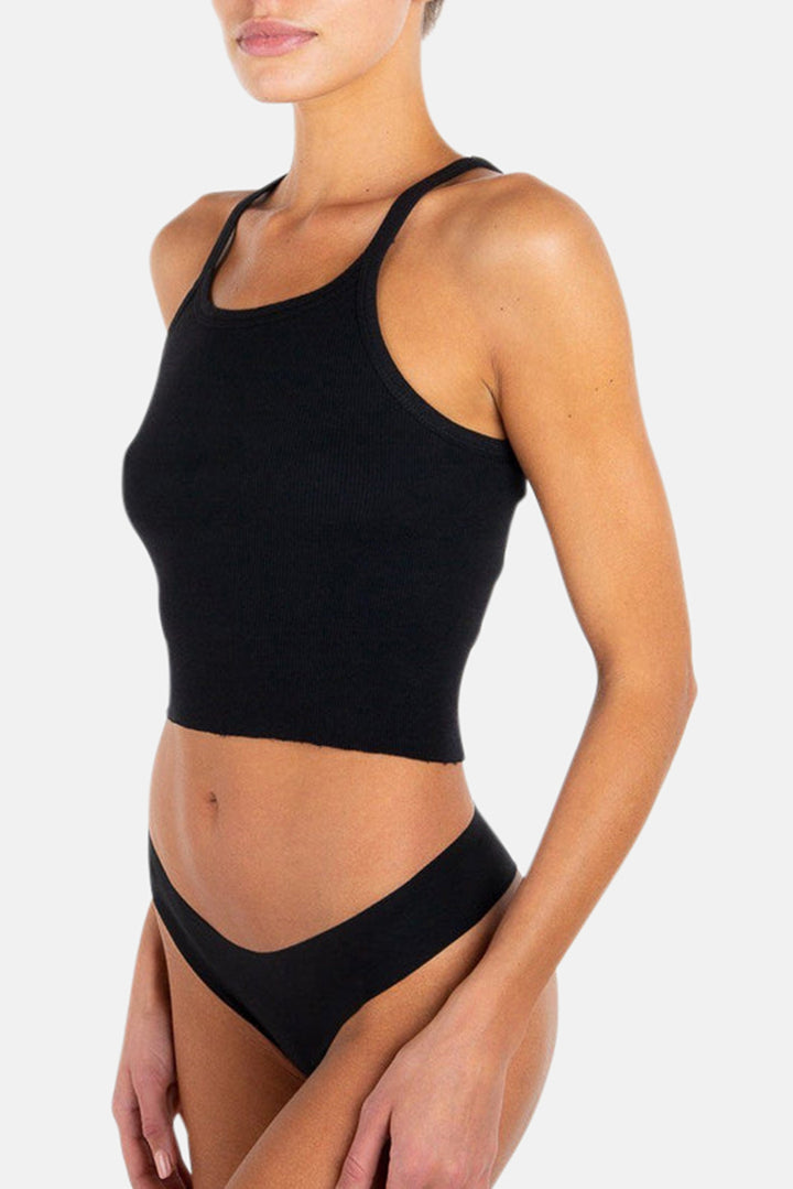 Cropped Rib Tank Black