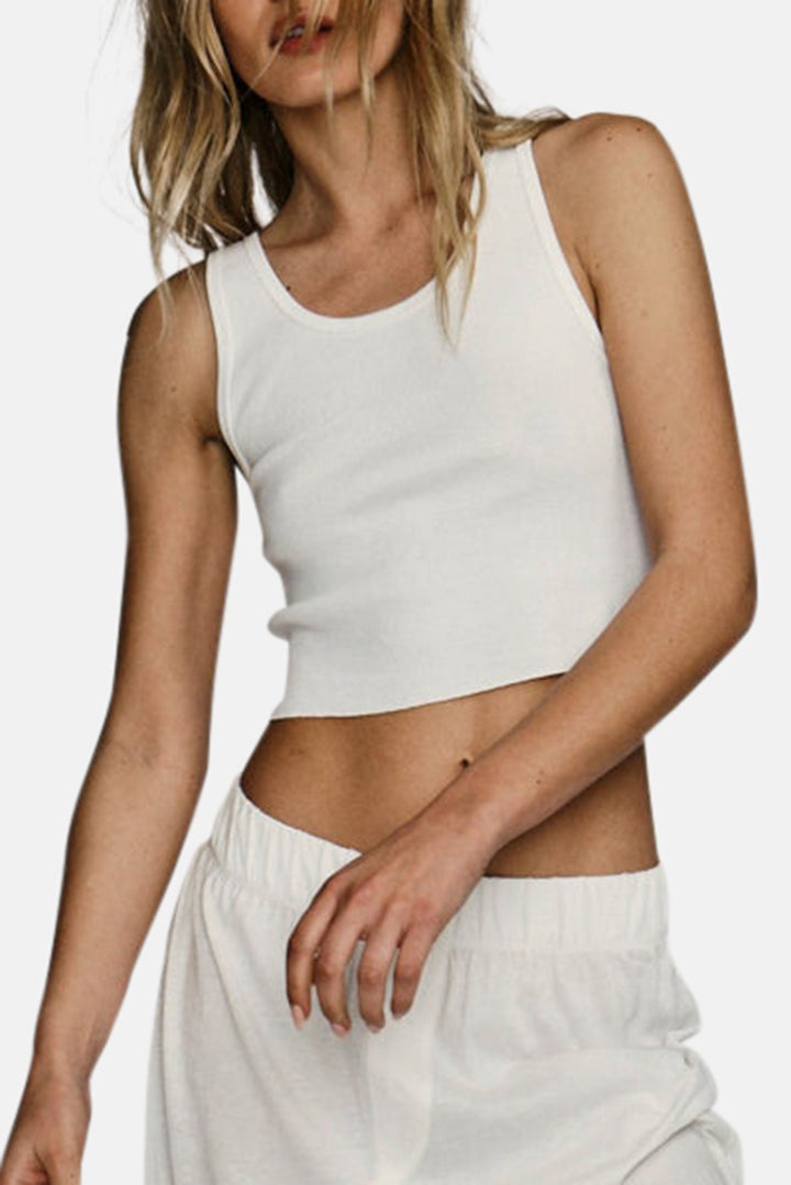 Cropped Scoop Neck Tank Ivory