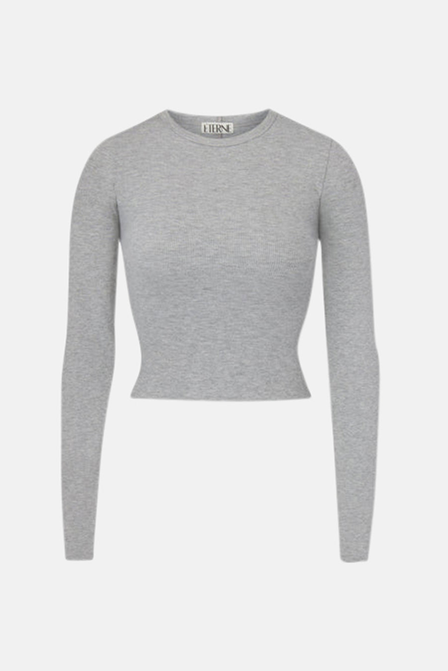 Cropped Long Sleeve Fitted Top Heather Grey
