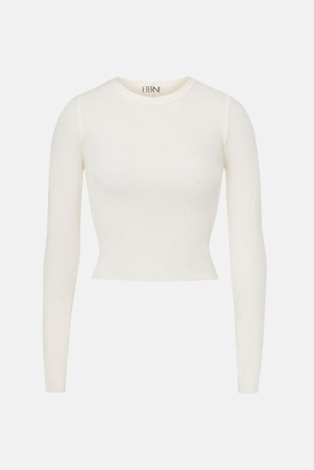 Cropped Long Sleeve Fitted Top Cream