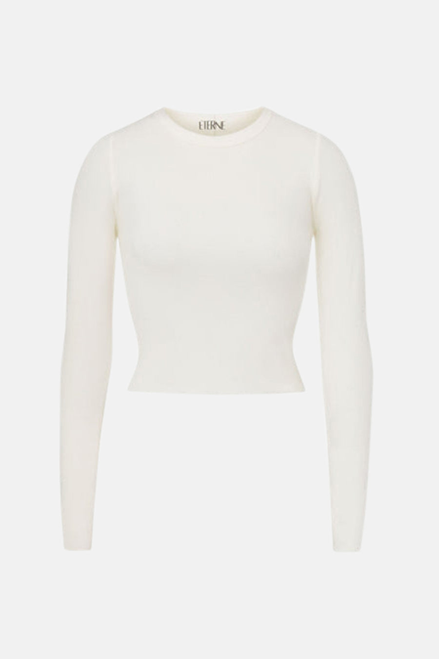 Cropped Long Sleeve Fitted Top Cream