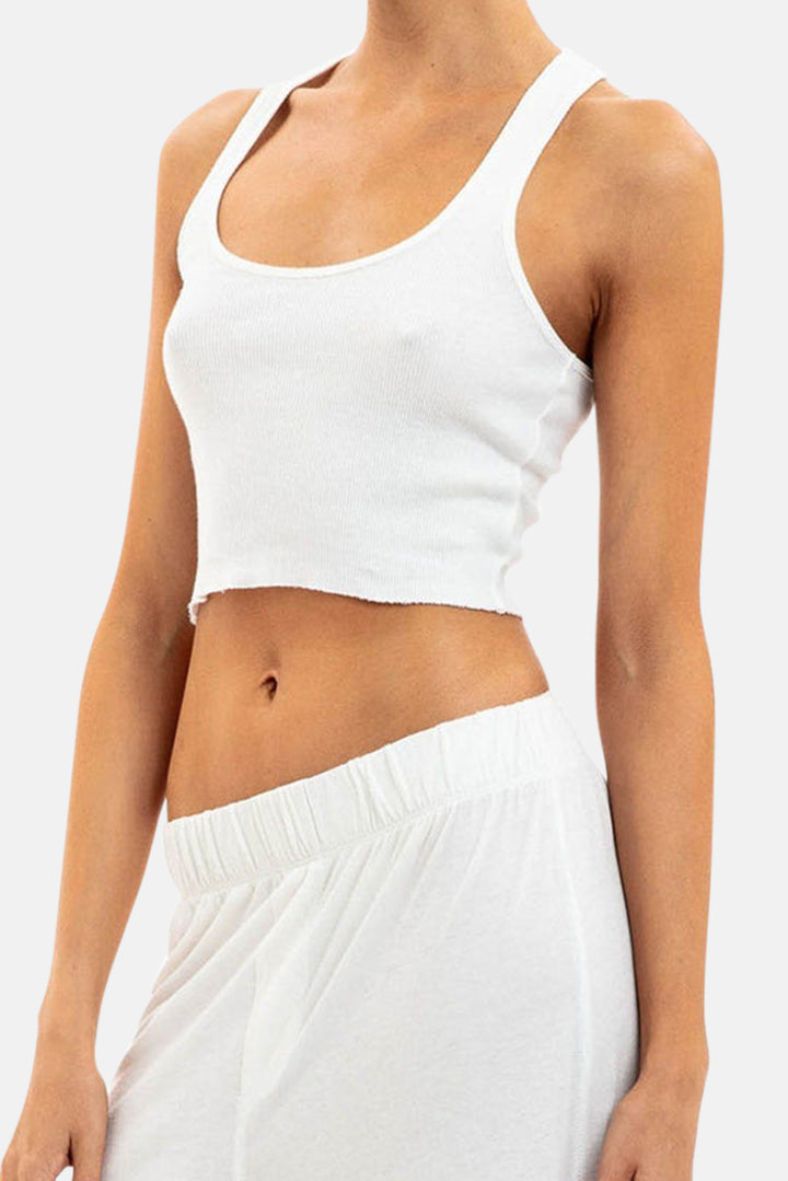 Cropped Rib Racerback Tank Ivory