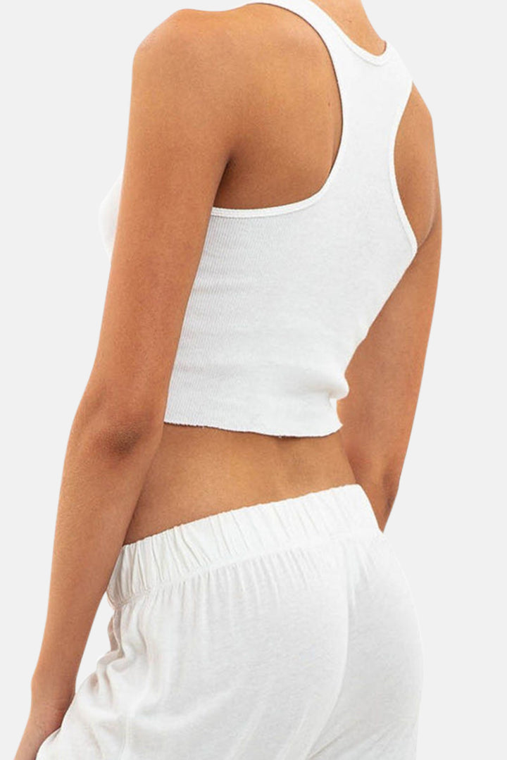 Cropped Rib Racerback Tank Ivory