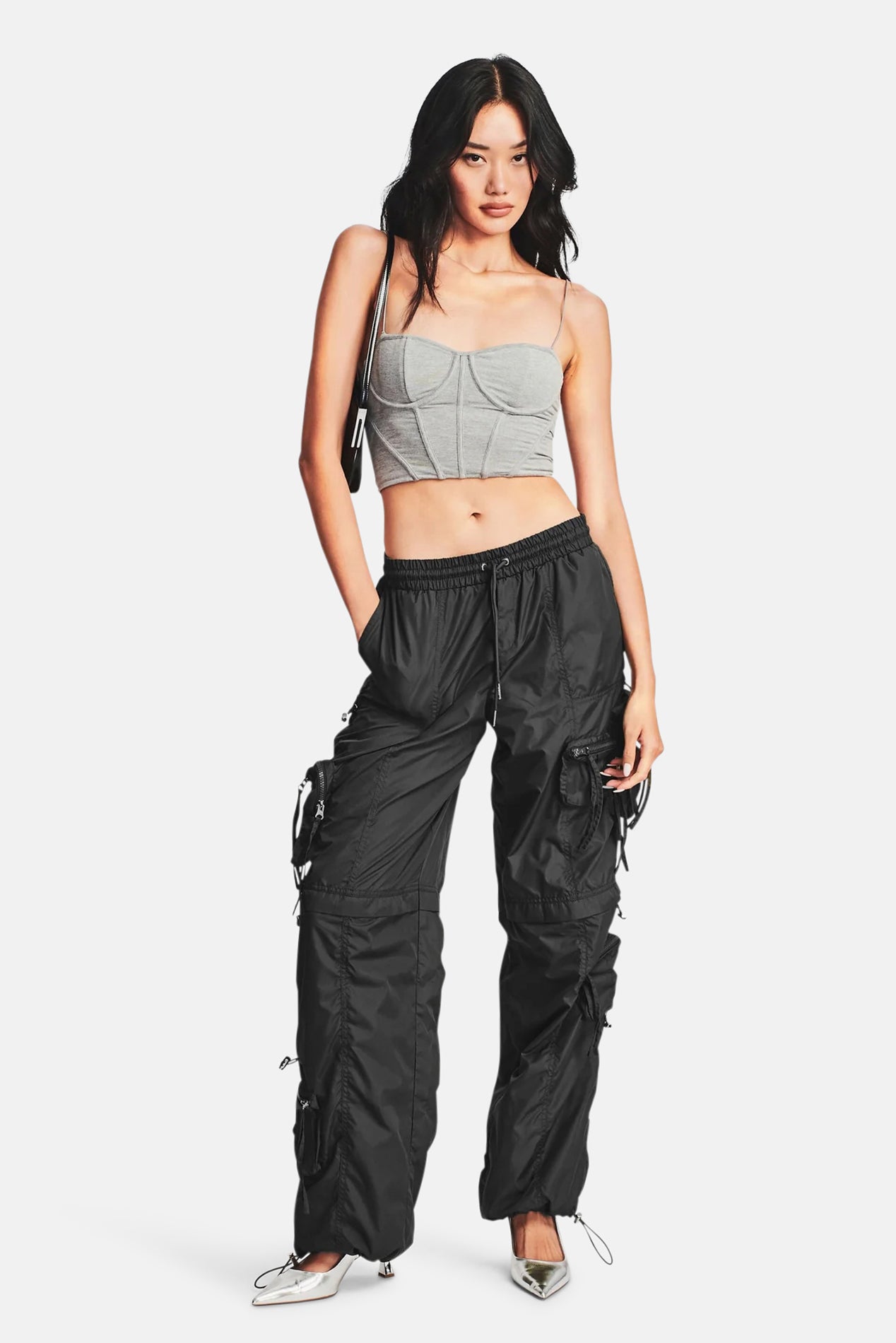 SER.O.YA Alba Ruched Cargo Pant Black – blueandcream