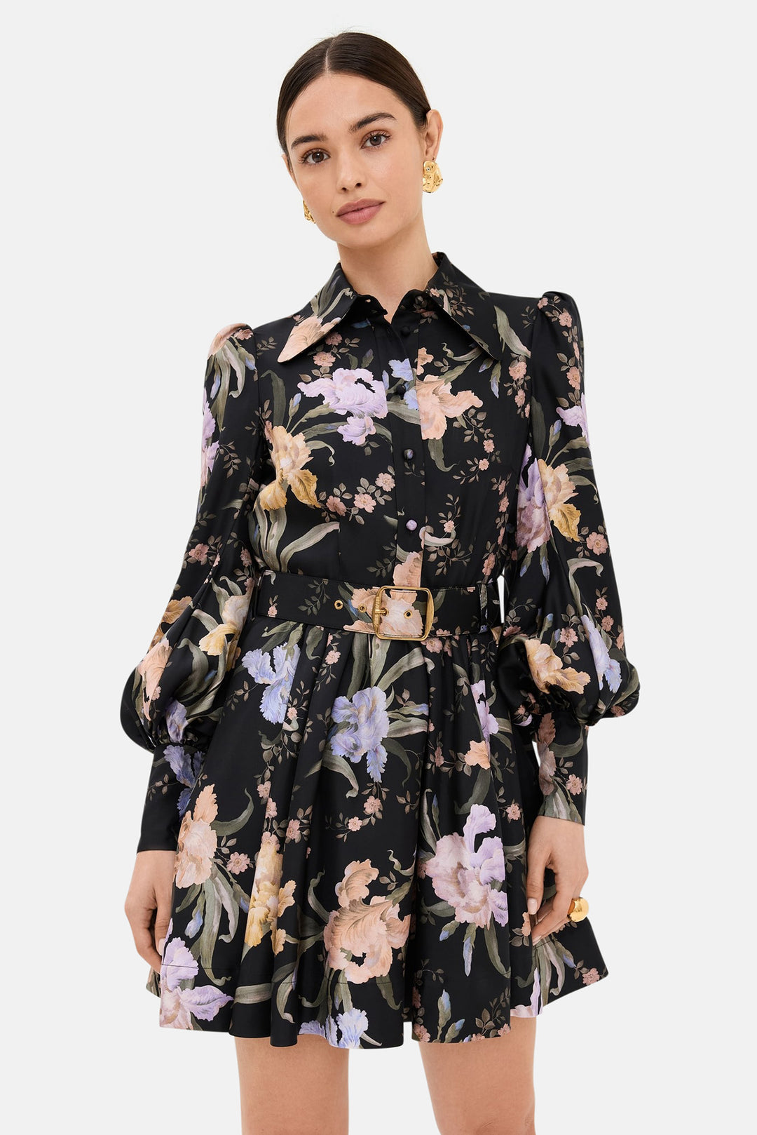 eden belted mini dress Zimmermann Eden Paisley-Print Long-Sleeve Belted Mini Dress