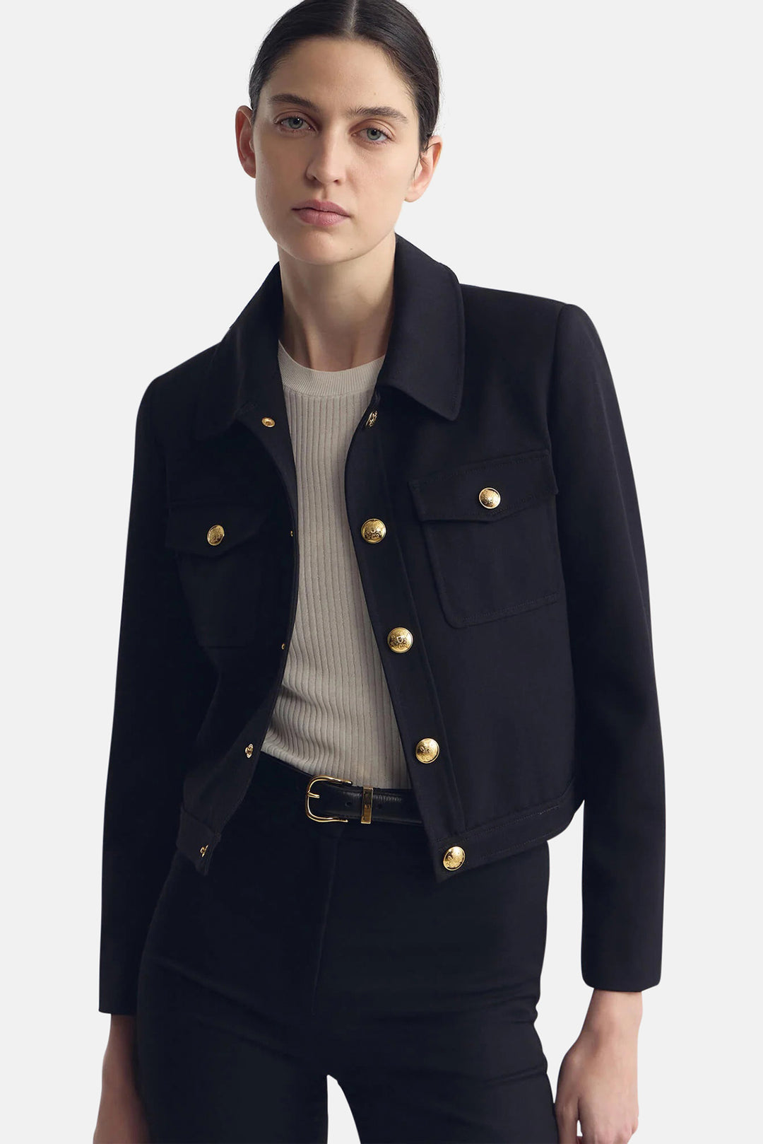 Edna Cropped Jacket Black