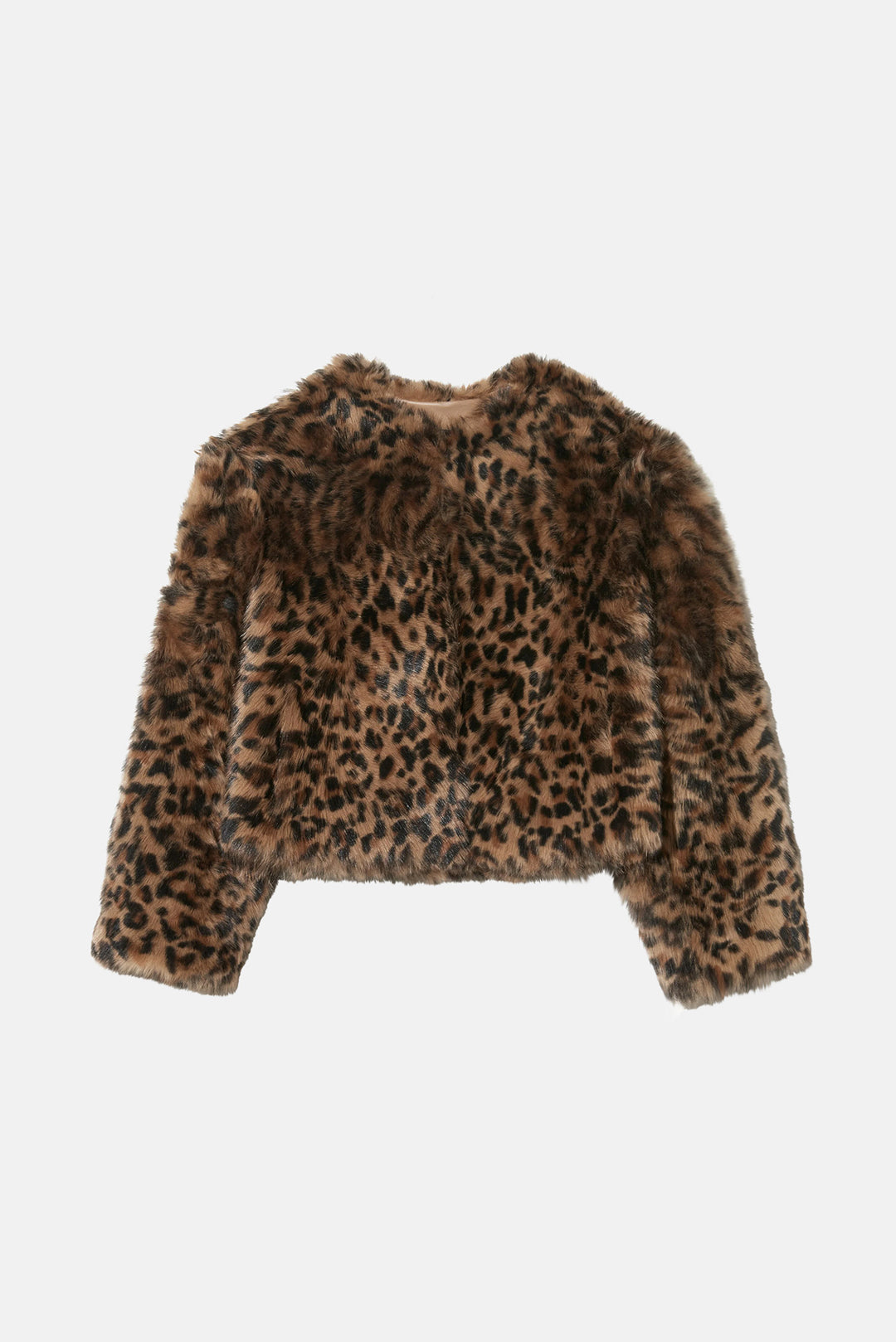 Elan Shearling Jacket Camel Leopard