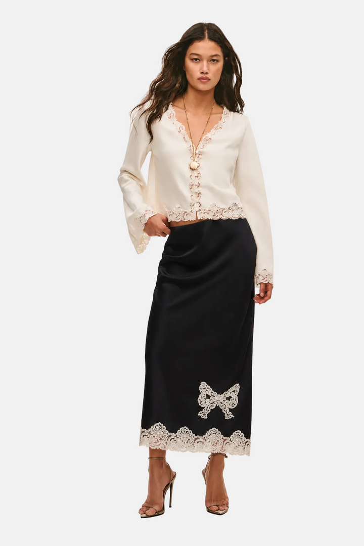 Avelaine Midi Slip Skirt Black