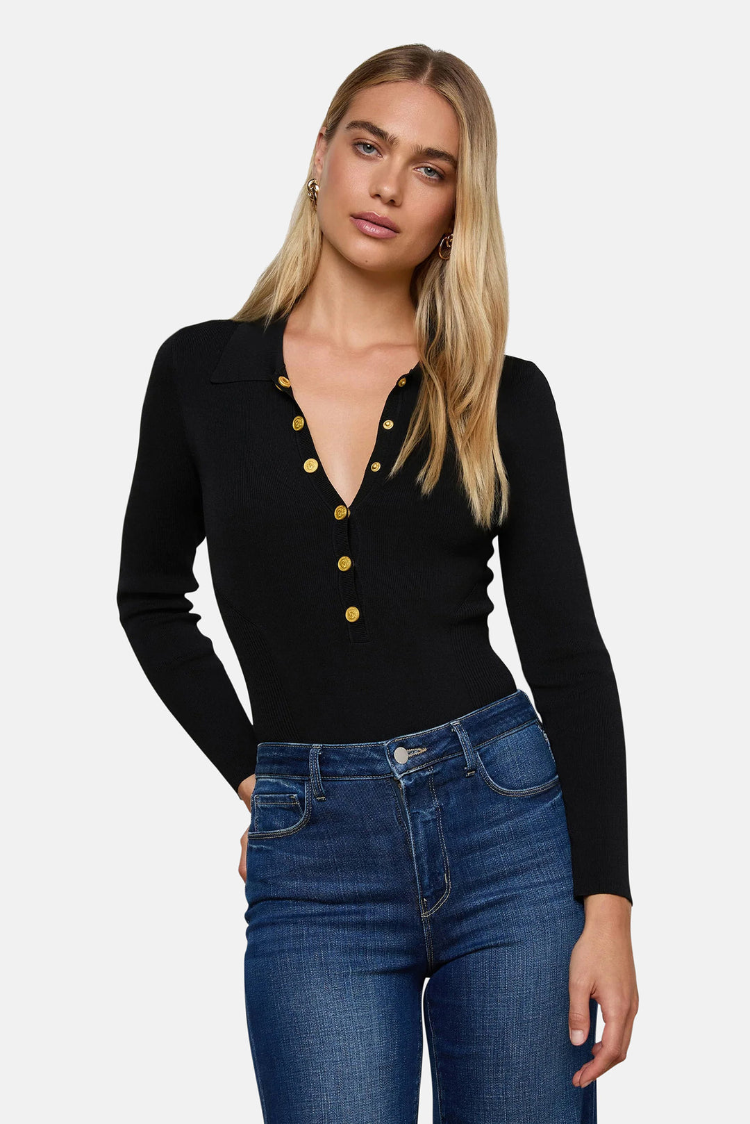 Elisabetta Knit Bodysuit Black/Gold
