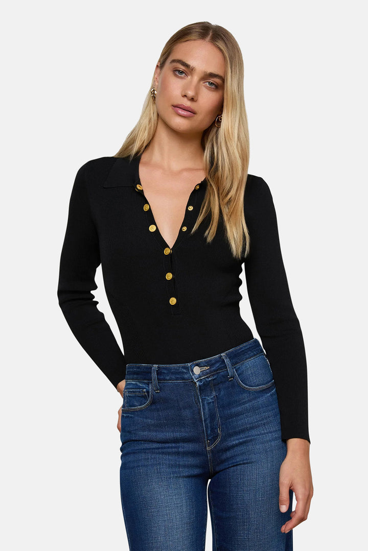 Elisabetta Knit Bodysuit Black/Gold