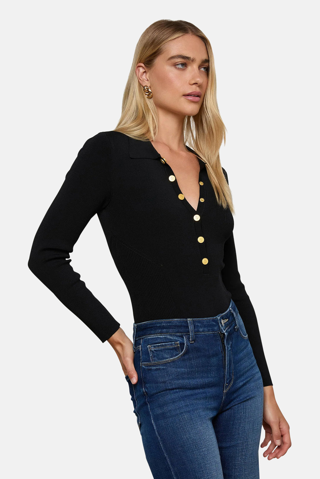 Elisabetta Knit Bodysuit Black/Gold