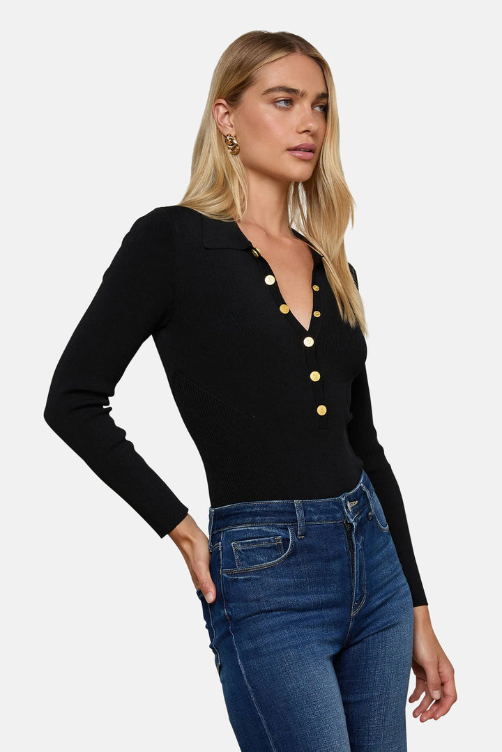 Elisabetta Knit Bodysuit Black/Gold