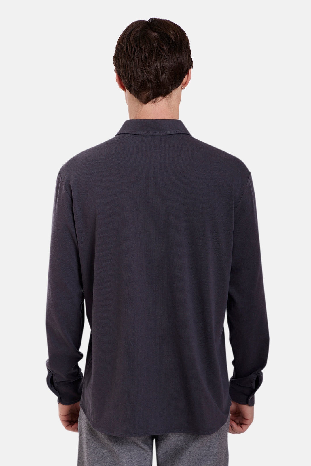 Elyon Soft Jersey Button Up Bat Grey