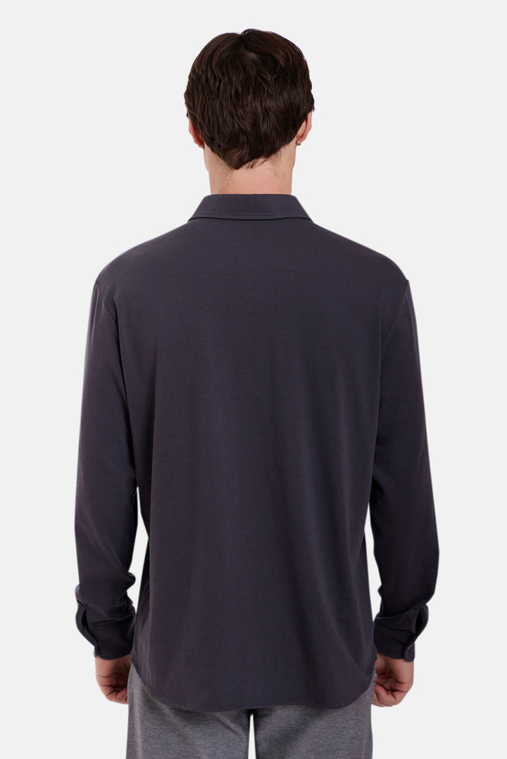 Elyon Soft Jersey Button Up Bat Grey