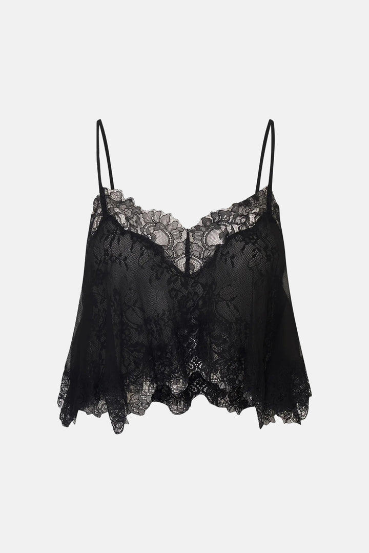 Elysia Silk Lace Crop Top Black