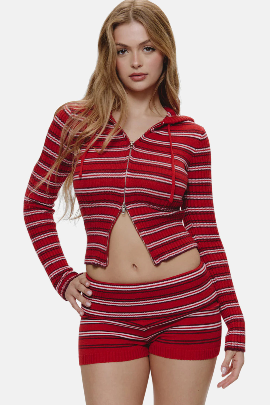 Estelle Knit Booty Shorts Strawberry Stripe