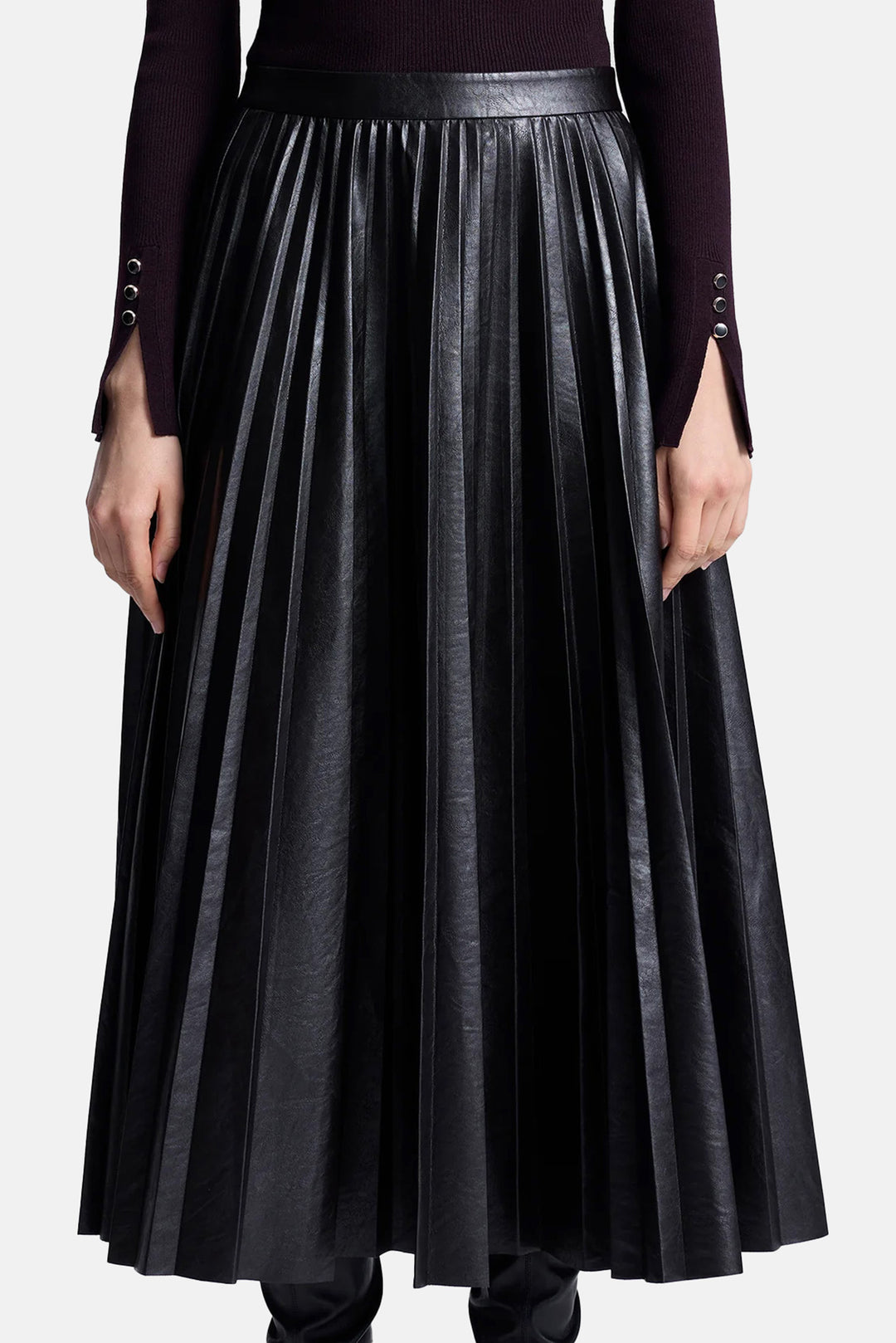 Etta Vegan Leather Midi Skirt Brown