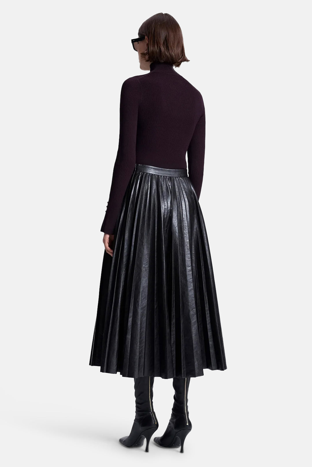 Etta Vegan Leather Midi Skirt Brown