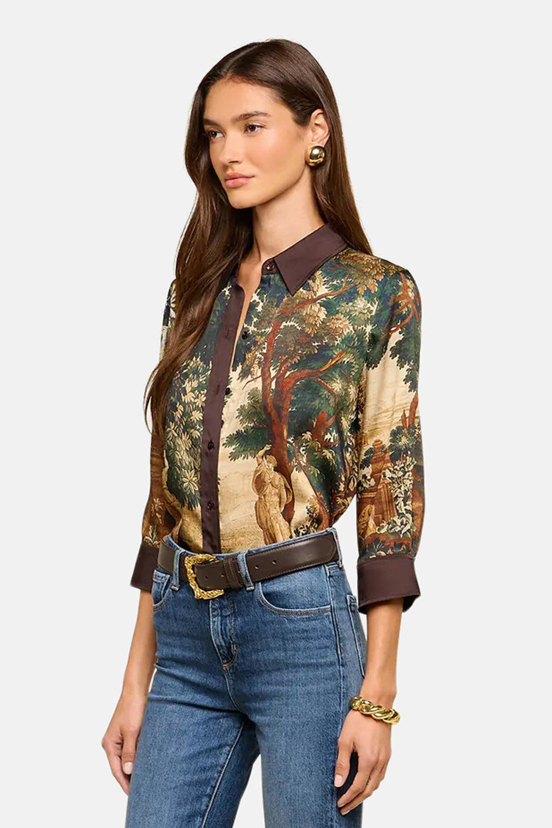 Eulalie Print Placement Blouse Multi Scenic Tapestry Print