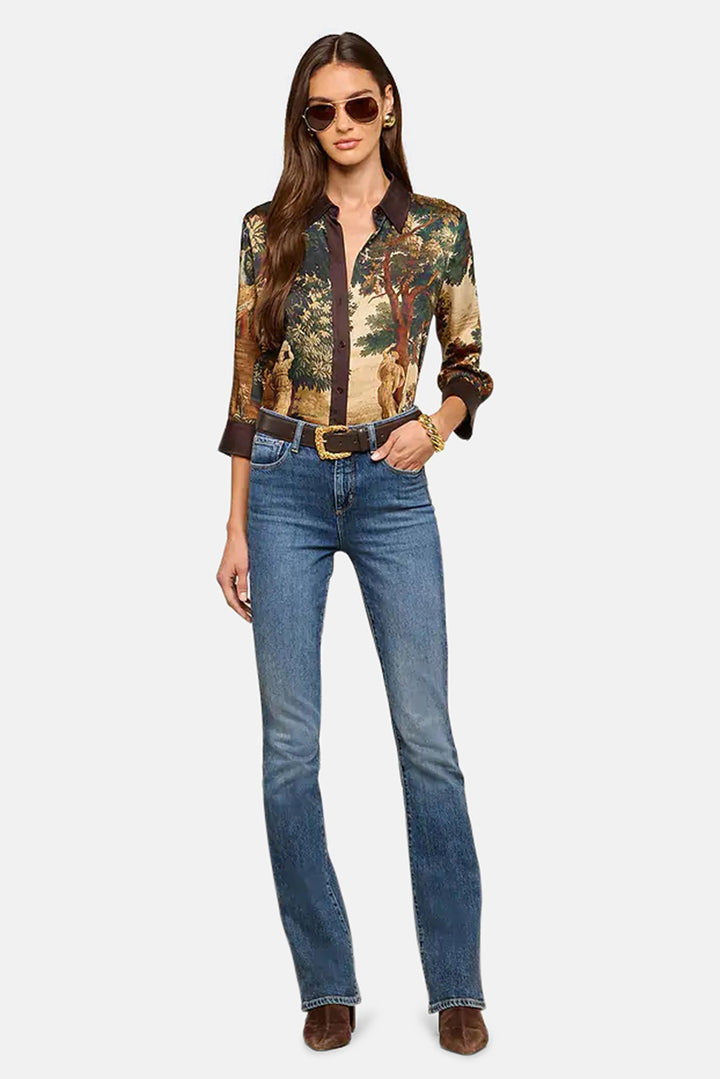 Eulalie Print Placement Blouse Multi Scenic Tapestry Print