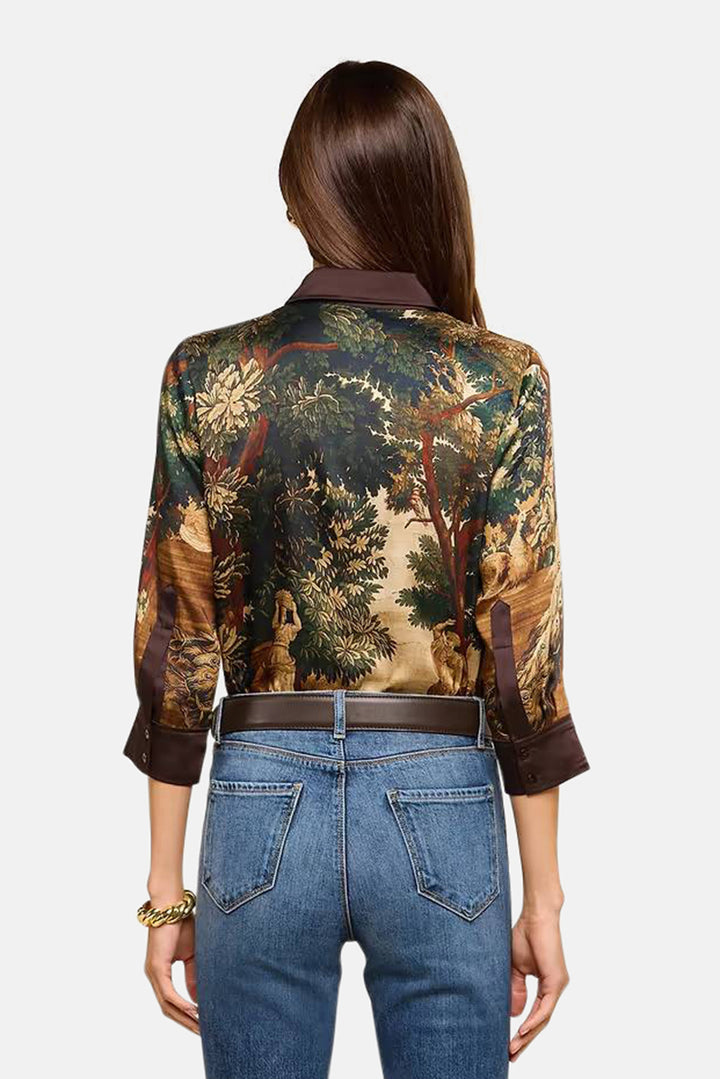 Eulalie Print Placement Blouse Multi Scenic Tapestry Print
