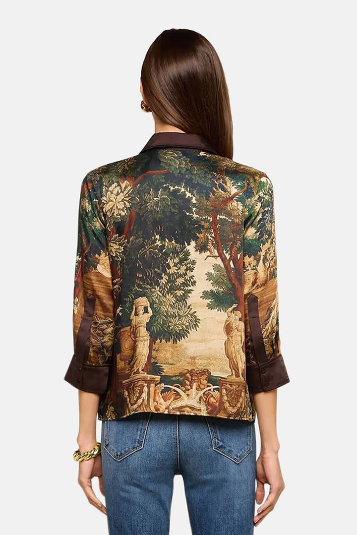 Eulalie Print Placement Blouse Multi Scenic Tapestry Print