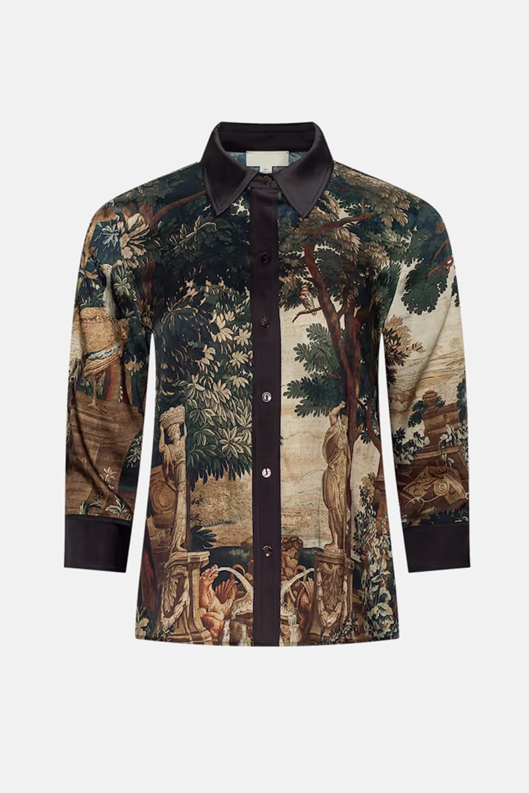 Eulalie Print Placement Blouse Multi Scenic Tapestry Print