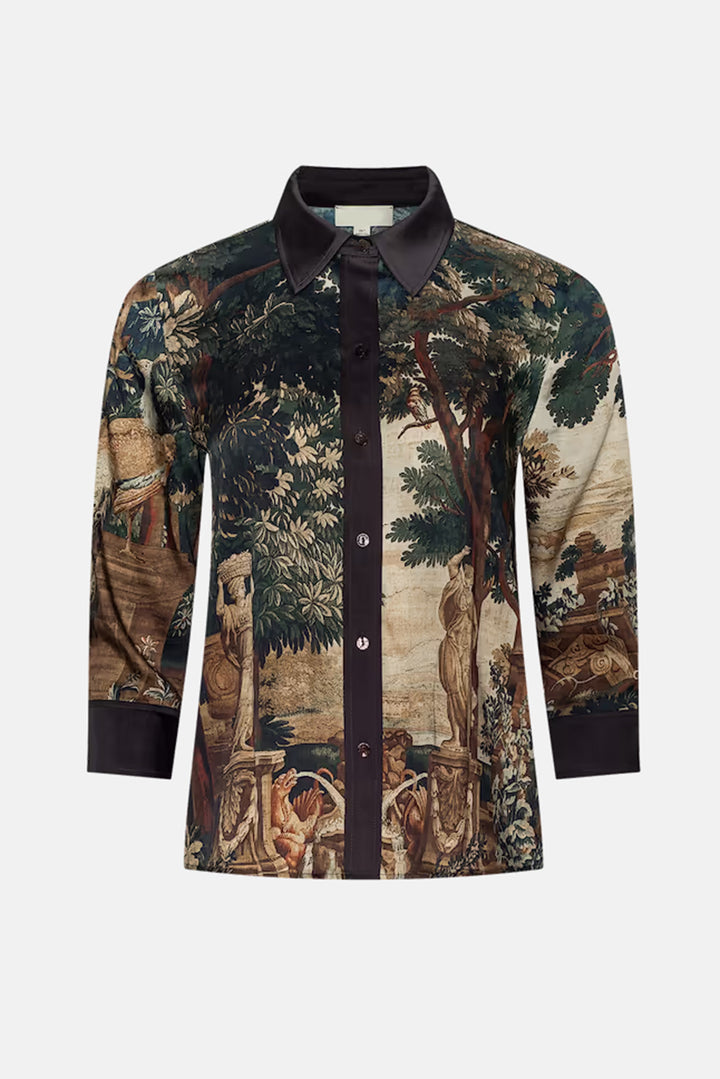 Eulalie Print Placement Blouse Multi Scenic Tapestry Print
