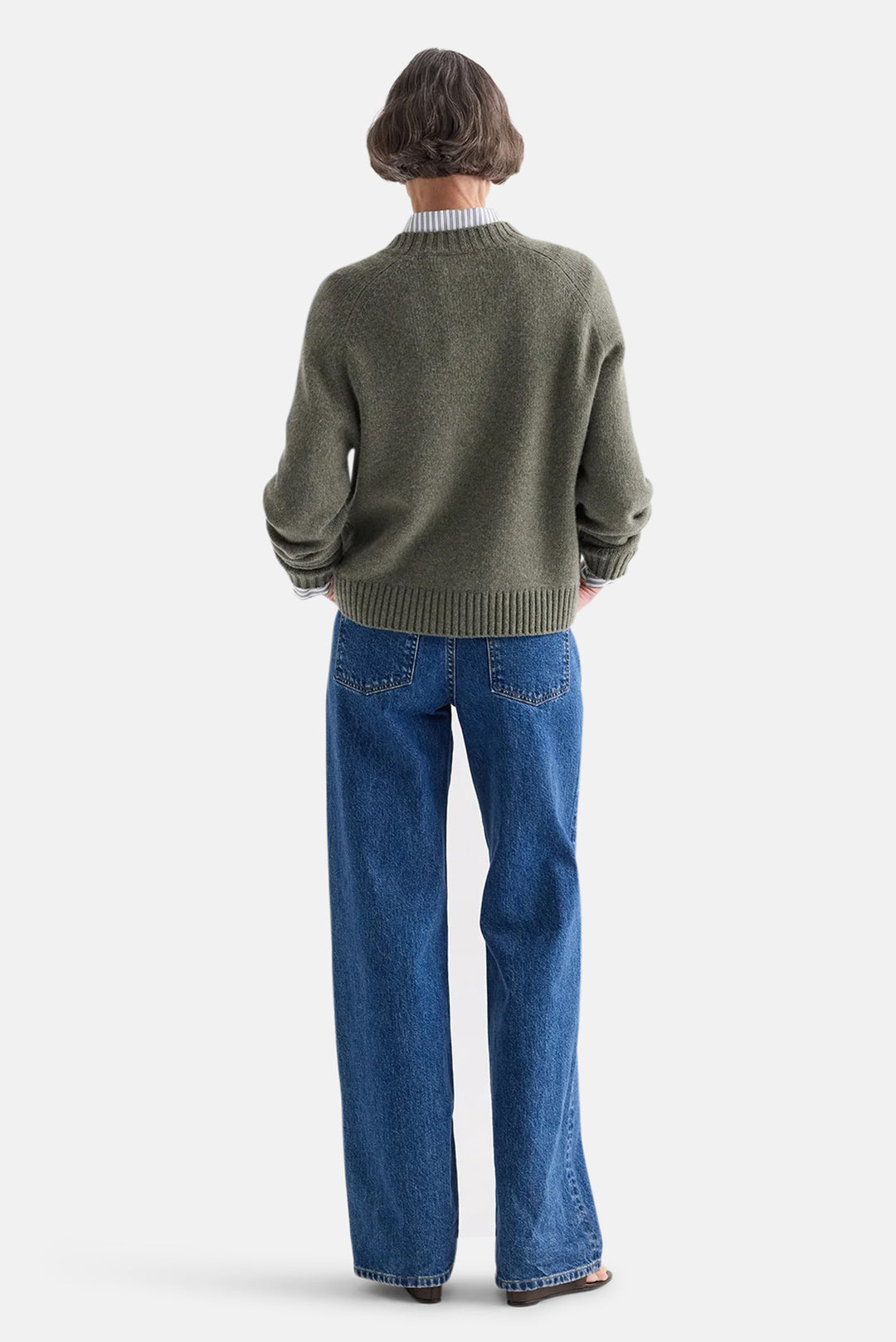 New Jill Crewneck Sweater in Italian Cashmere Moss
