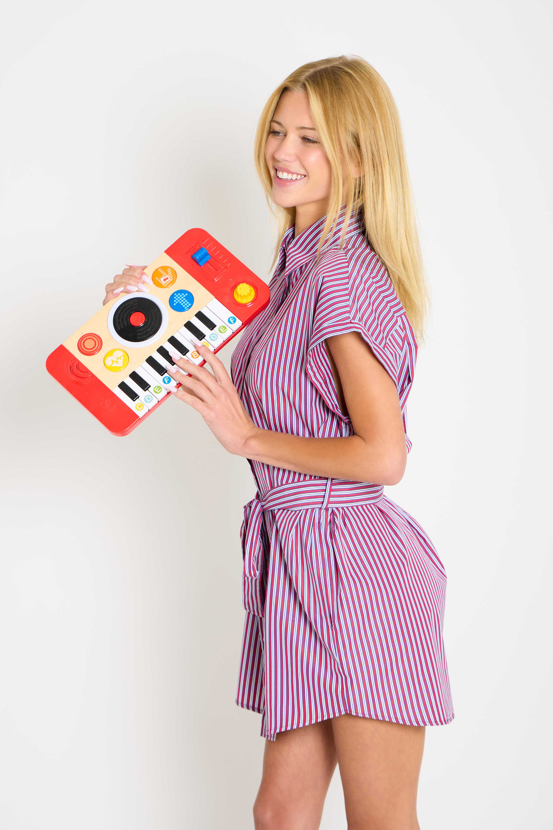 Maidstone Mini Shirt Dress Red/Blue Stripe