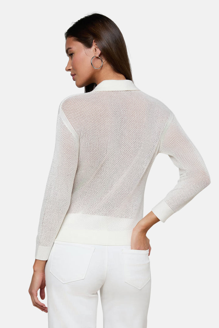 Carine Pointelle Collared Sweater Ivory