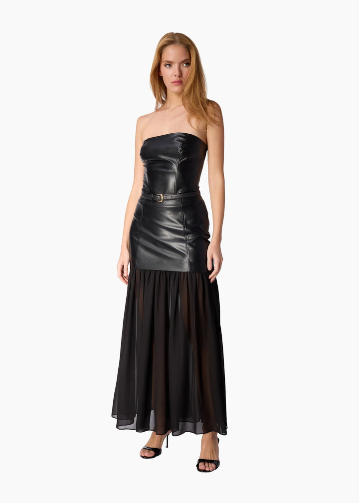 Brent Vegan Leather Bodysuit Black