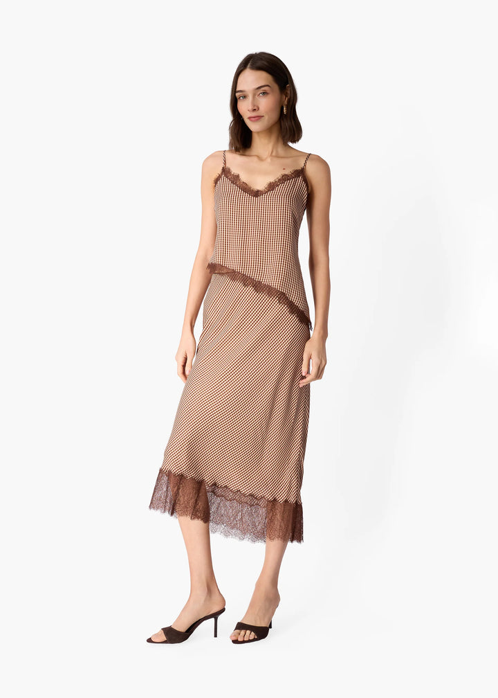 Sharon Midi Skirt Brown Gingham