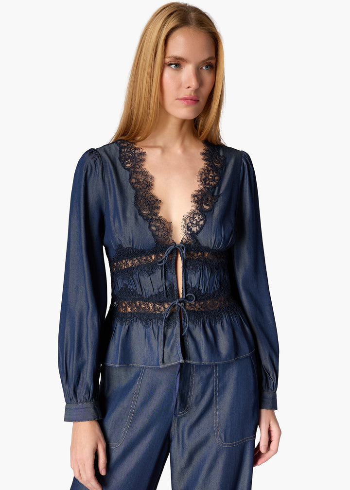 Biddy Chambray Blouse Dark Wash