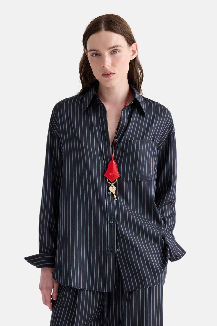 Big Joe Shirt in Silk Blue Nights / Turkish Coffee