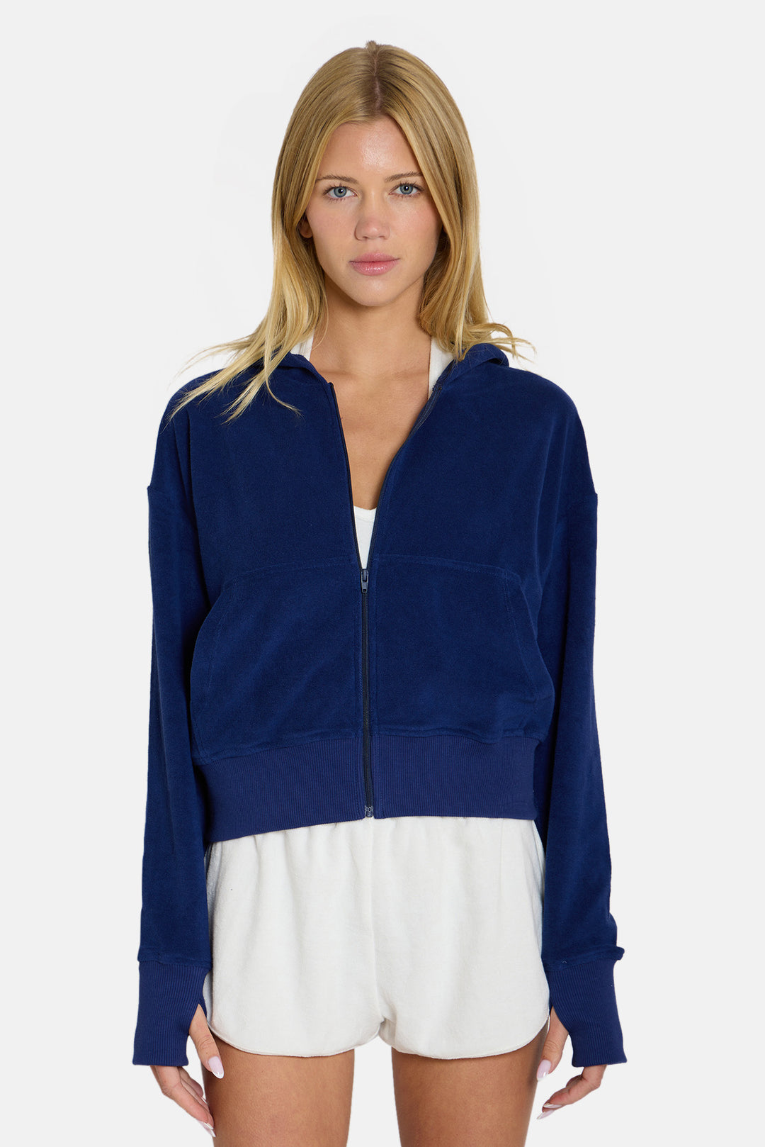 Maisie Terry Zip Up Navy