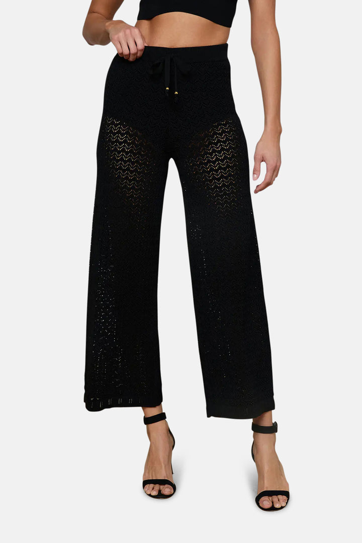 Gaelle Pointelle Knit Pant Black