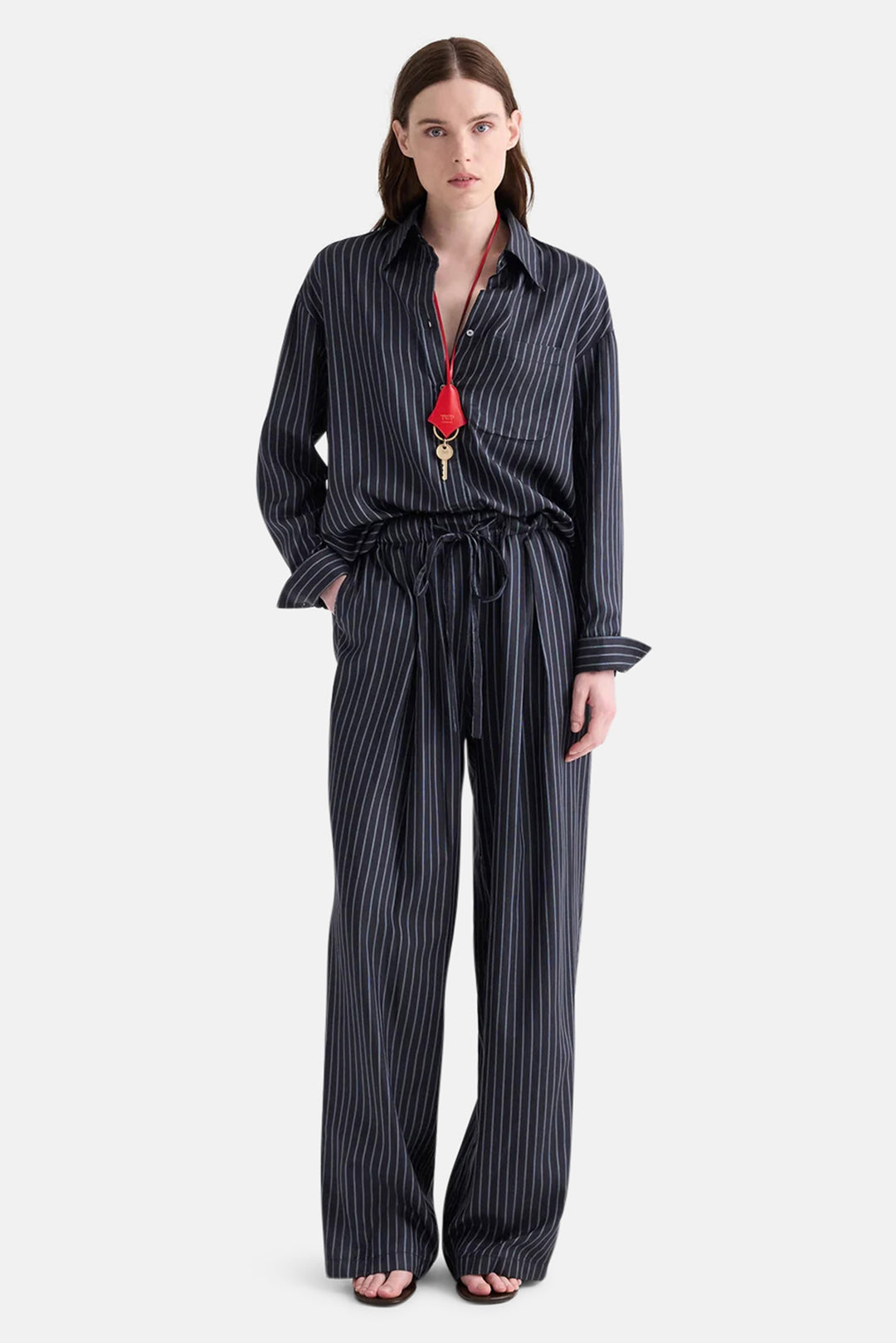 PJ Pant in Silk Blue Nights / Turkish Coffee