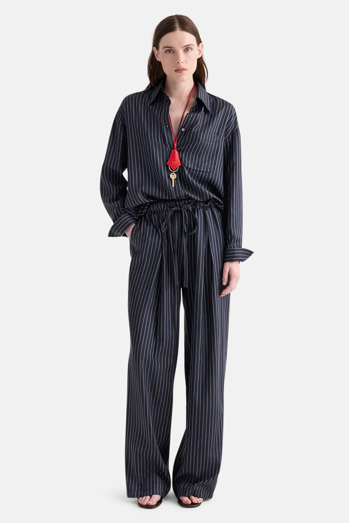 PJ Pant in Silk Blue Nights / Turkish Coffee