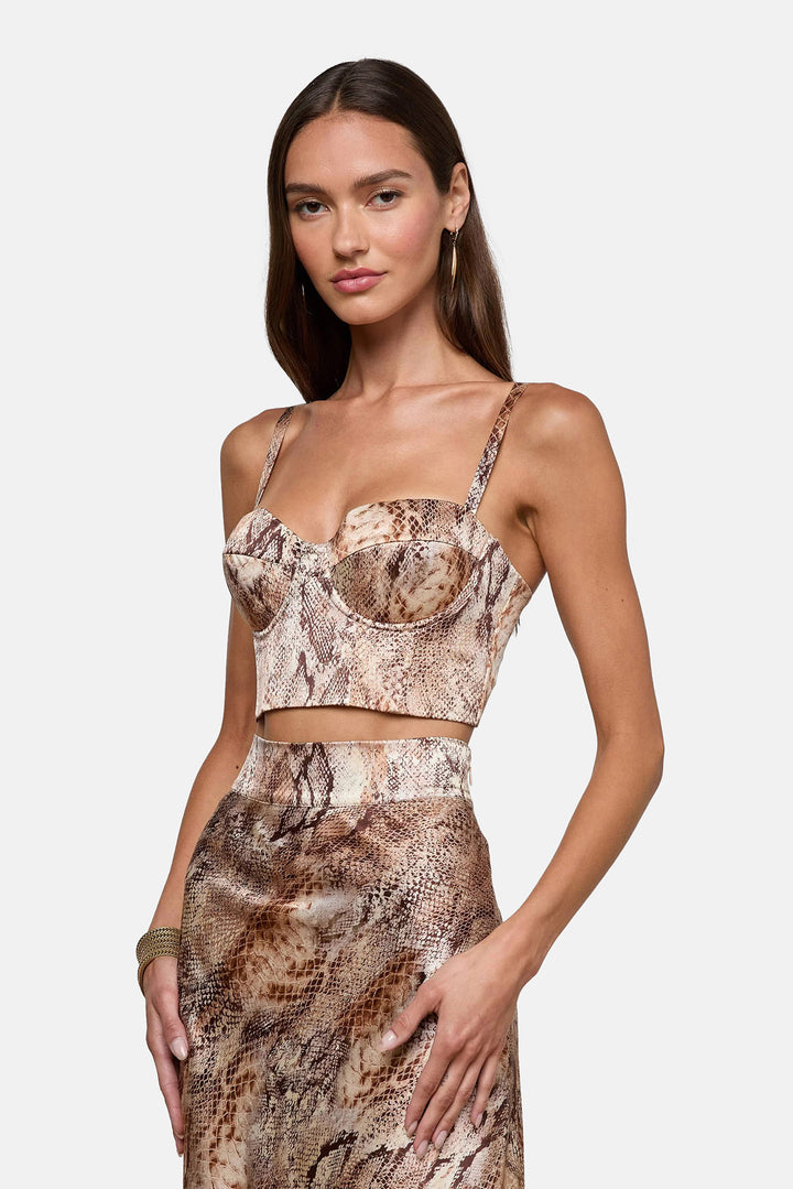 Sonya Silk Bustier Tan Multi Western Snake