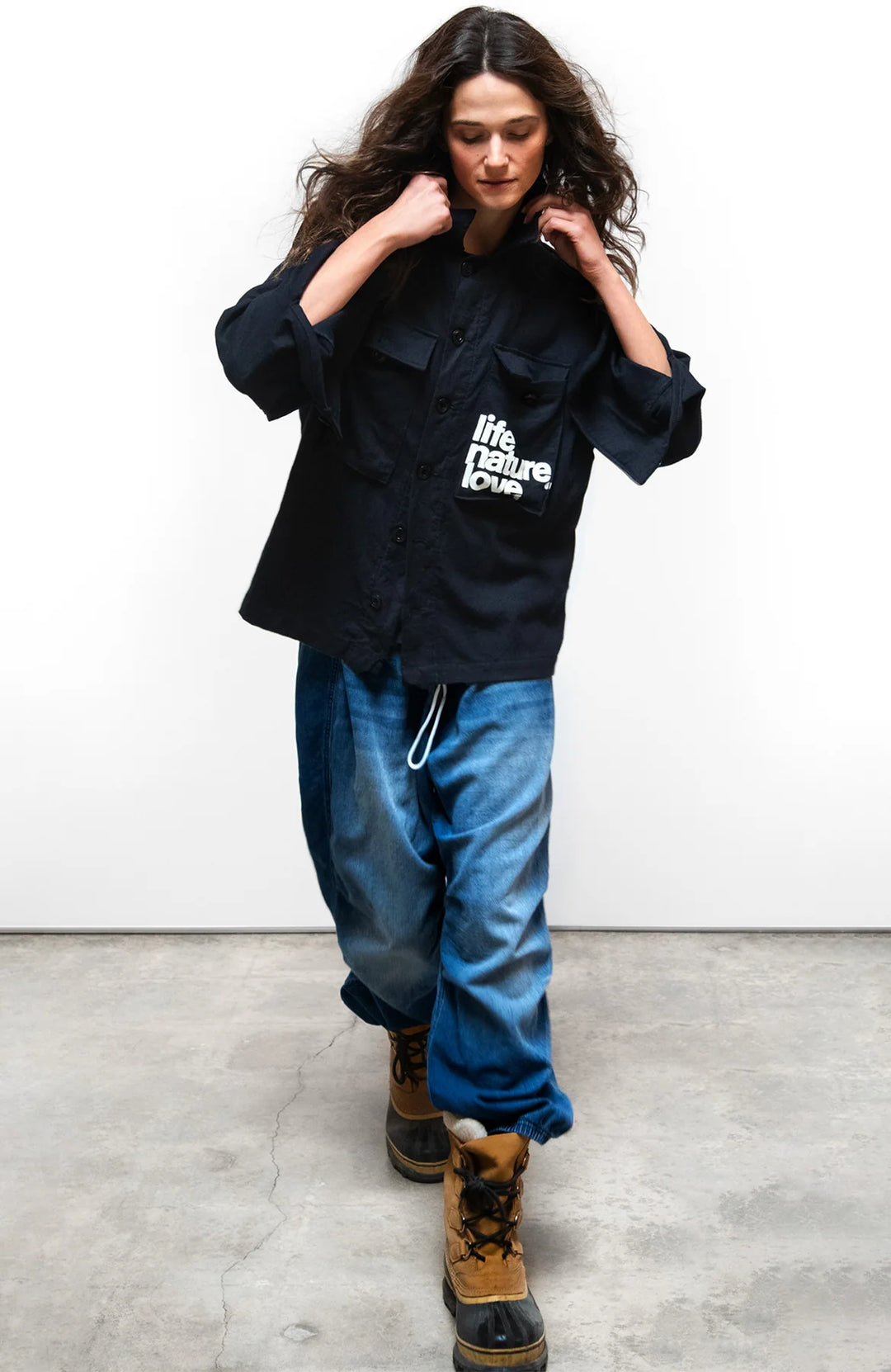 Favolamove Cashmereblend Surplus Biggy Shirt - Sailors Navy