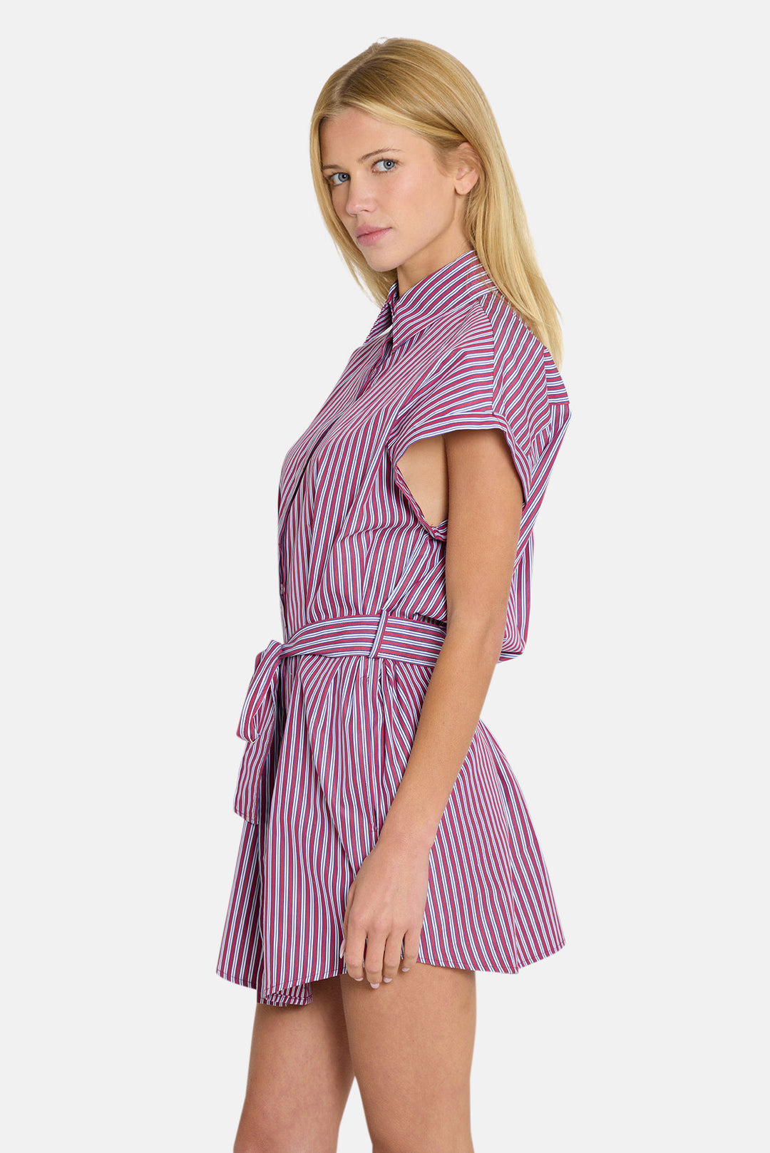 Maidstone Mini Shirt Dress Red/Blue Stripe